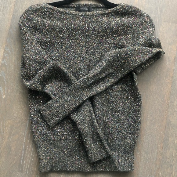 Ann Taylor Grey metallic sparkly sweater - Picture 1 of 7
